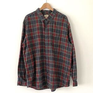 L.L. Bean Men's Plaid Flannel Shirt Traditional Fit Red Green Gray Sz XXL Casual